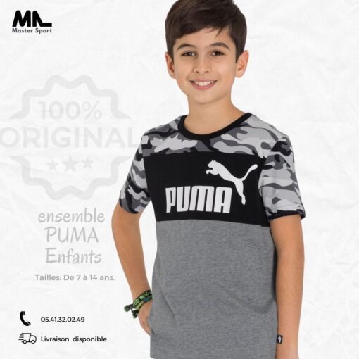 Ensemble Enfants - PUMA  JR ESS CAMO TEE B Noir 847342-01 https://mastersportdz.store original Algerie DZ